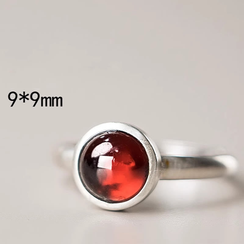 Anillo de calma con granate natural de plata de ley 925 y Buddha Stones con inserción ajustable