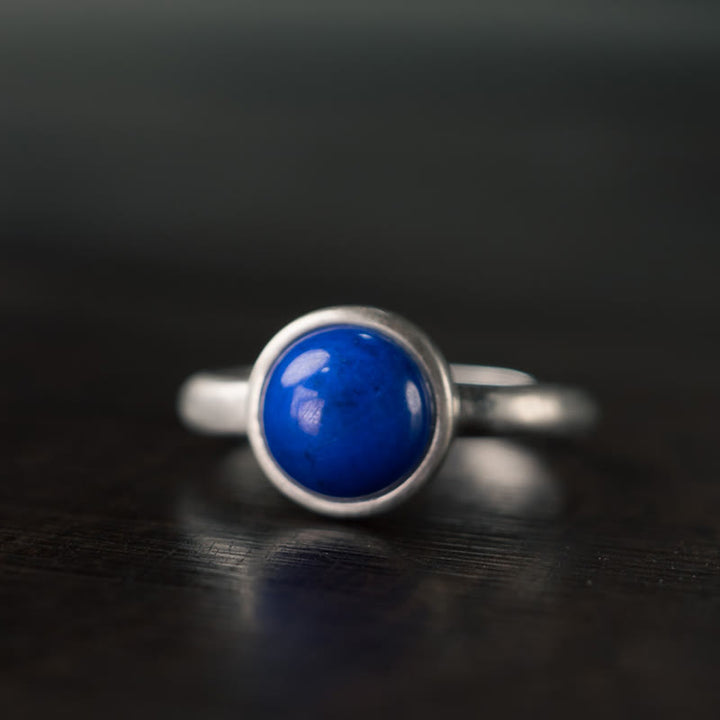 Anillo ajustable de plata de ley 925 con lapislázuli, turquesa y lazurita de Buddha Stones - Estilo A (aproximadamente 9 x 9 mm) - image 0