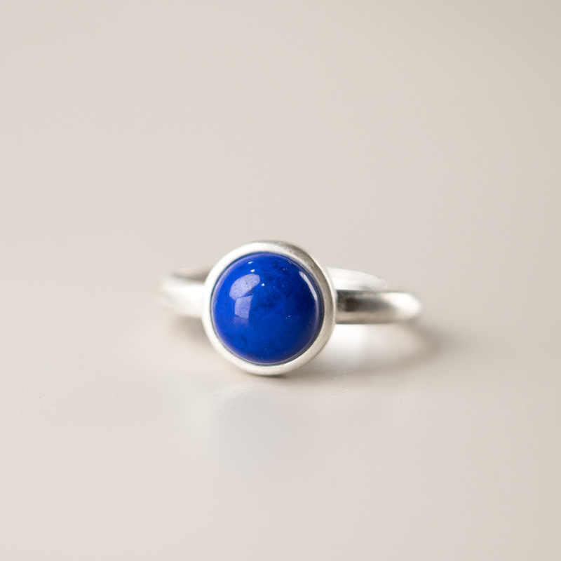 Anillo de equilibrio ajustable con turquesa y lazurita de plata de ley 925 natural de Buddha Stones