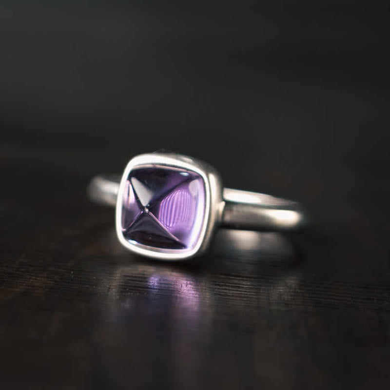 Anillo de equilibrio ajustable de amatista natural de plata de ley 925 de Buddha Stones - image 10