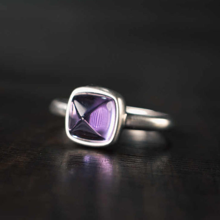 Anillo de equilibrio ajustable de amatista natural de plata de ley 925 de Buddha Stones - image 10