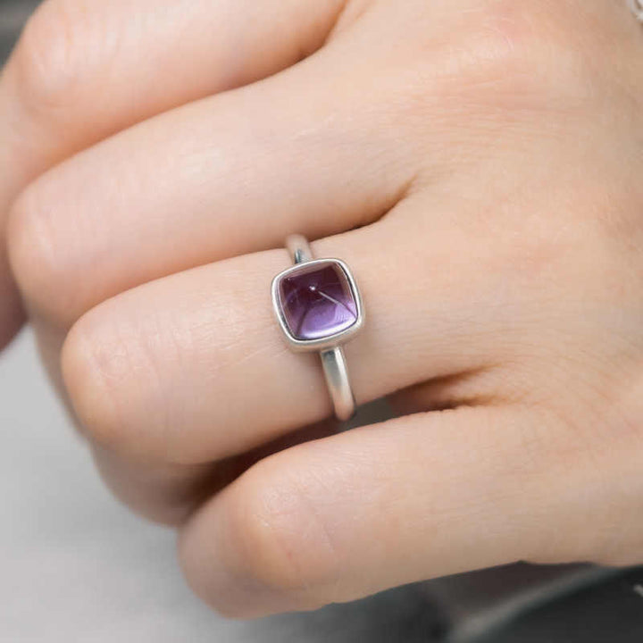 Anillo de equilibrio ajustable de amatista natural de plata de ley 925 de Buddha Stones - image 12