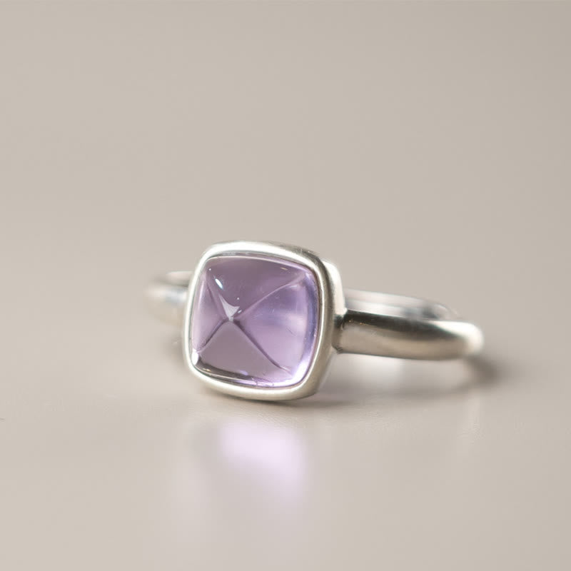 Anillo de equilibrio ajustable de amatista natural de plata de ley 925 de Buddha Stones - Estilo A (aproximadamente 8 x 8 mm) - image 8