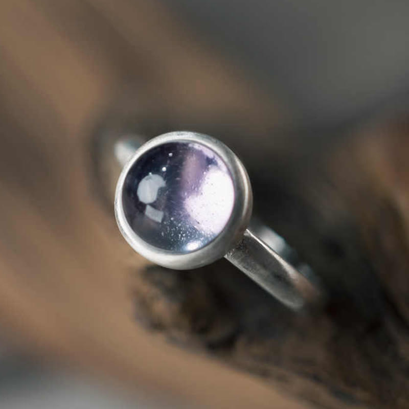 Anillo de equilibrio ajustable de amatista natural de plata de ley 925 de Buddha Stones - image 4