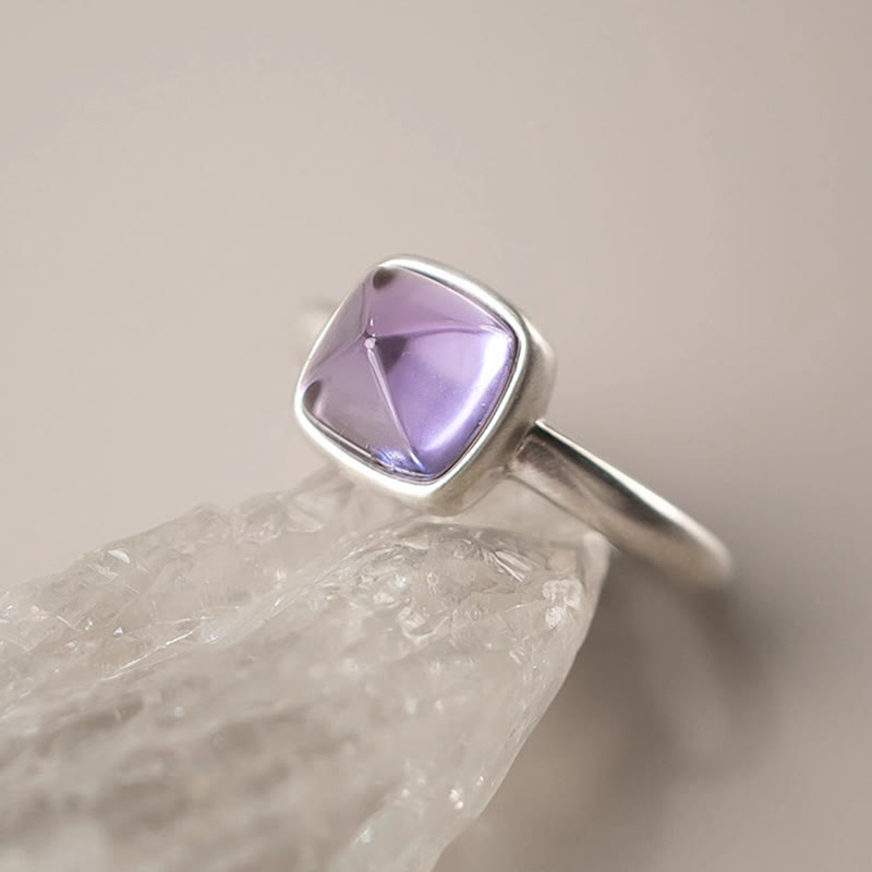 Anillo de equilibrio ajustable de amatista natural de plata de ley 925 de Buddha Stones - image 9