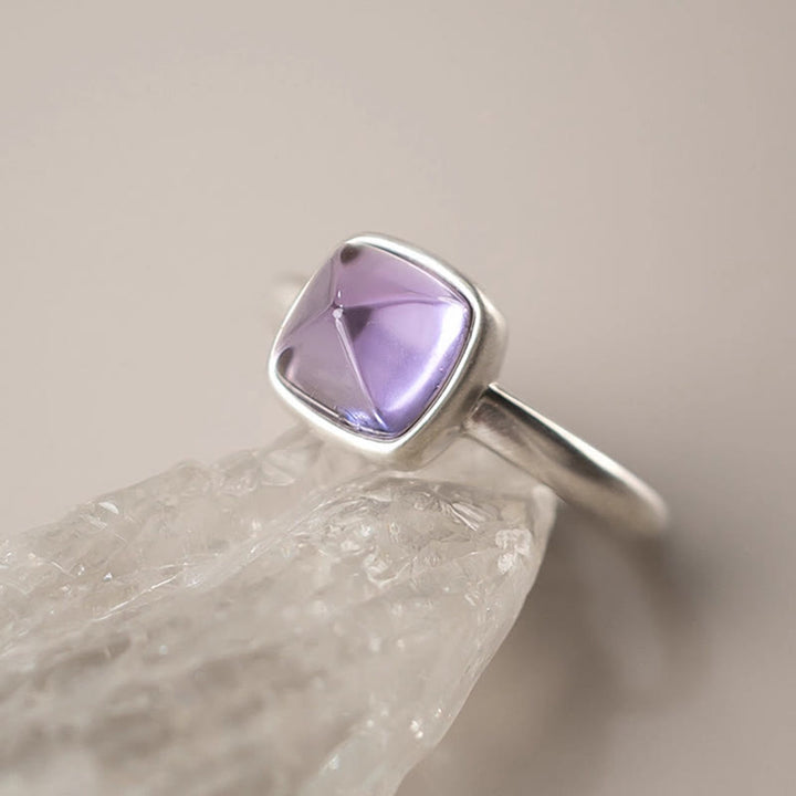Anillo de equilibrio ajustable de amatista natural de plata de ley 925 de Buddha Stones - image 9