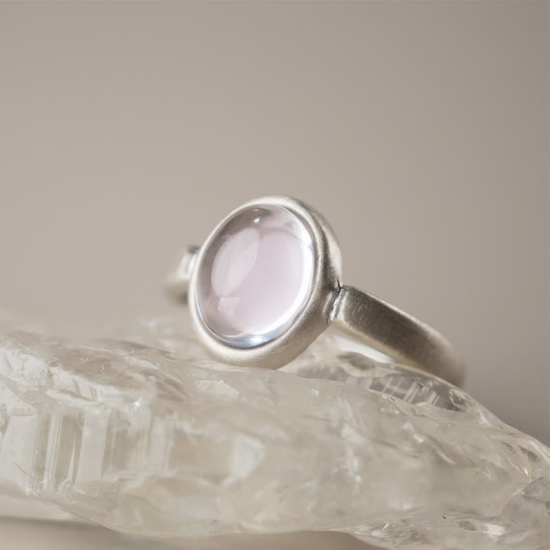 Anillo de Buddha Stones con cristales rosas naturales de plata de ley 925 y calidez ajustable