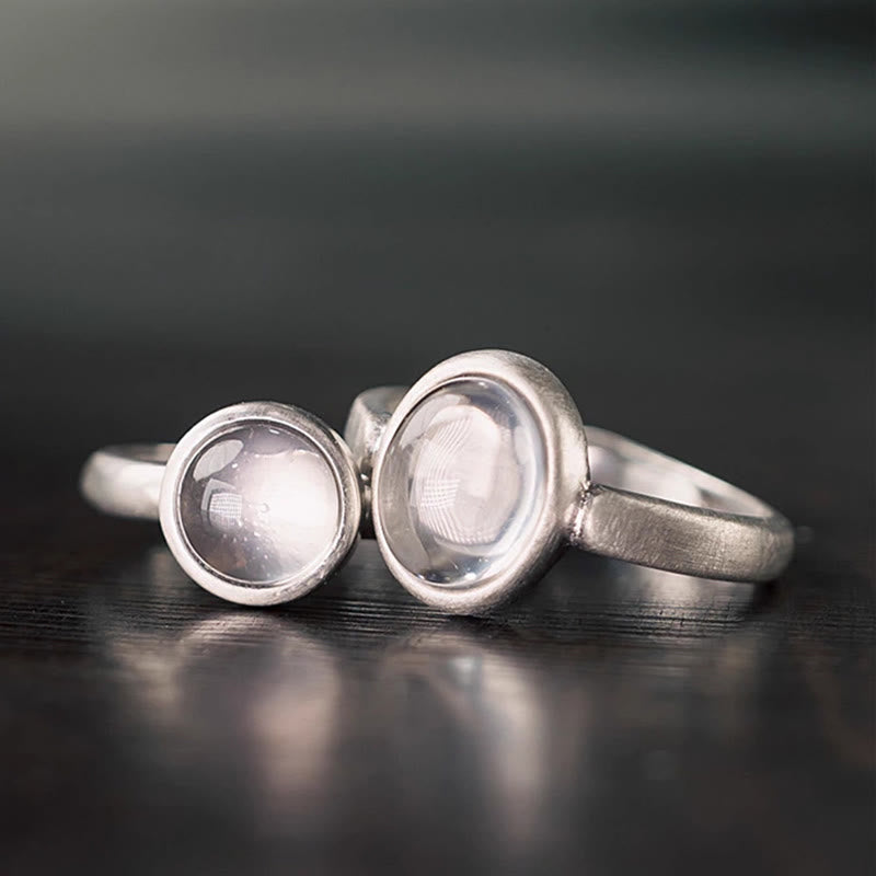 Anillo de Buddha Stones con cristales rosas naturales de plata de ley 925 y calidez ajustable - Estilo A (aproximadamente 9*11 mm) - image 0