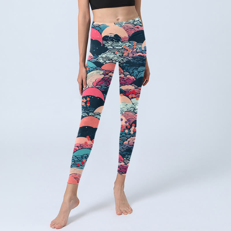 Leggings de yoga para mujer con estampado de olas del océano y Buddha Stones - image 6