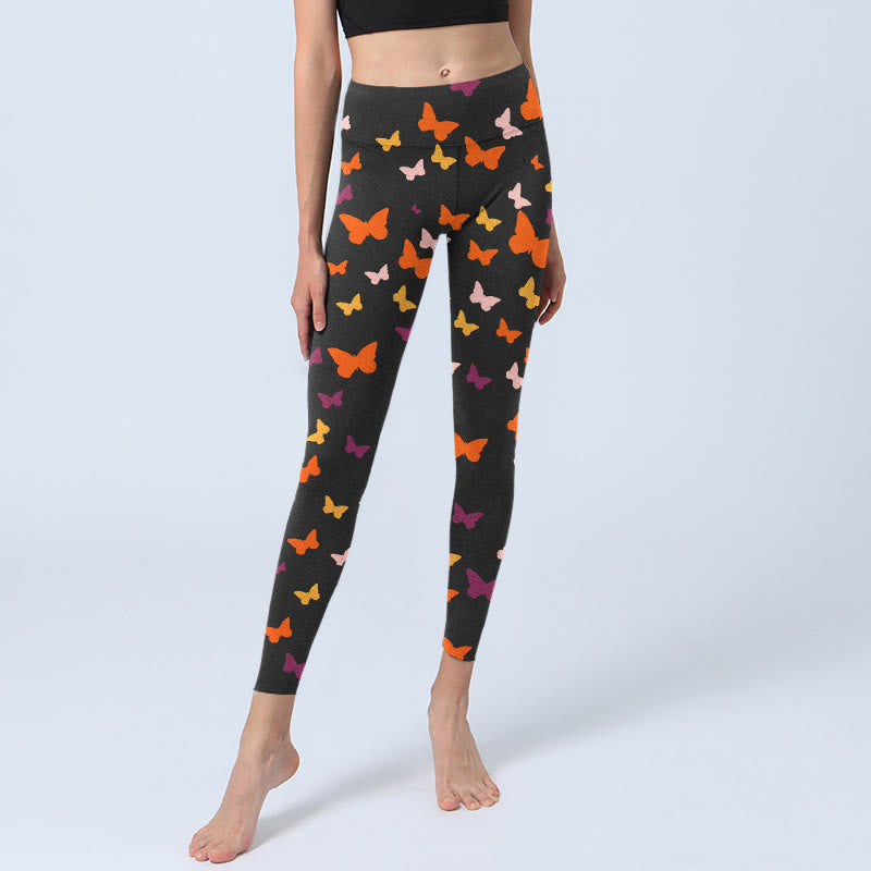 Leggings de yoga para mujer con estampado de mariposas coloridas y Buddha Stones - image 5