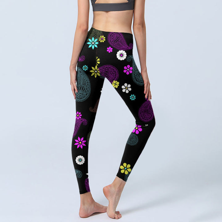 Leggings de yoga para mujer con estampado de flores de anacardo y Buddha Stones - image 5