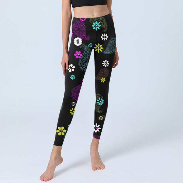 Leggings de yoga para mujer con estampado de flores de anacardo y Buddha Stones - image 6