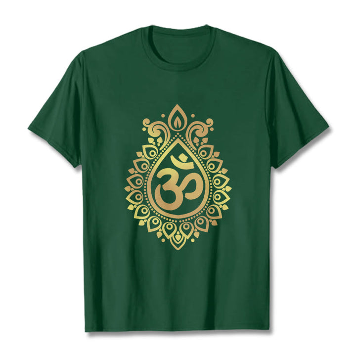 Camiseta con diseño OM de gotas de agua y Buddha Stones - Verde bosque - 2XL - image 10
