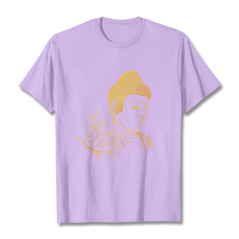 Camiseta de meditación de Buddha Stones con hojas doradas y piedras de Buda - Ciruela - 2XL - image 17