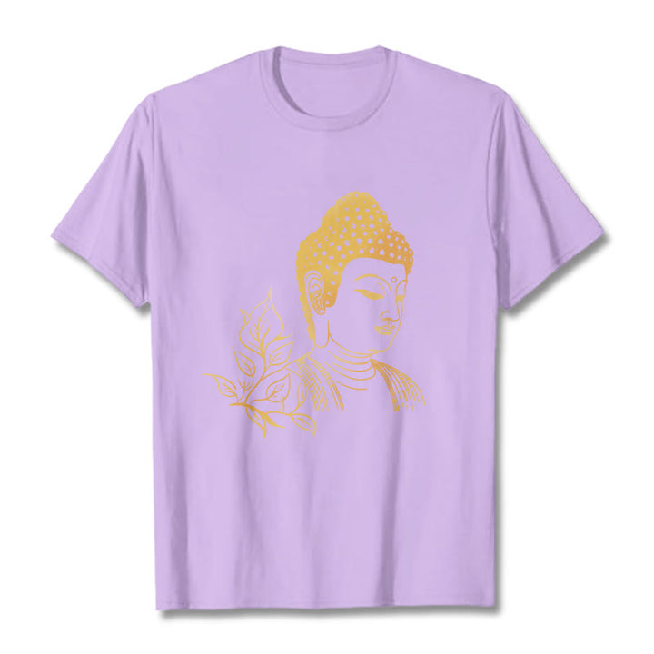 Camiseta de meditación de Buddha Stones con hojas doradas y piedras de Buda - Ciruela - 2XL - image 17