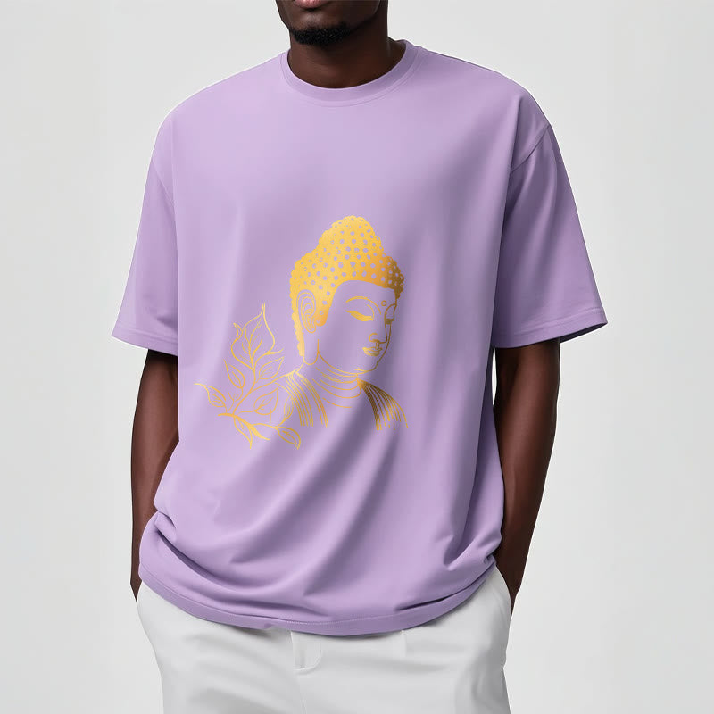 Camiseta de meditación de Buddha Stones con hojas doradas y piedras de Buda - image 18