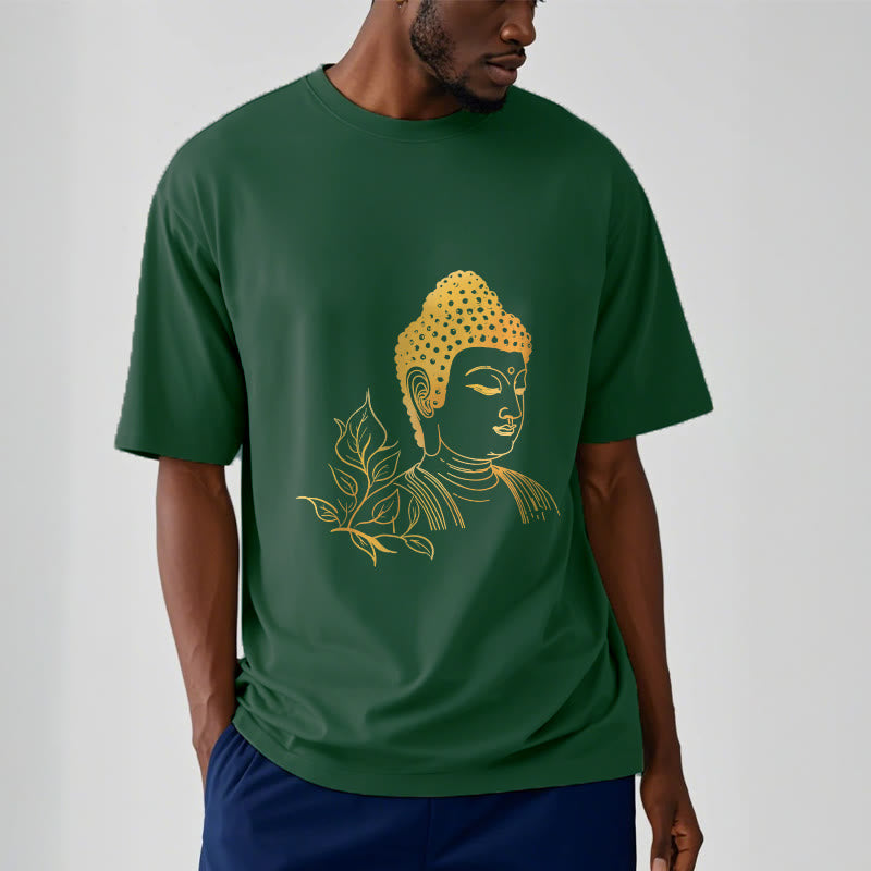 Camiseta de meditación de Buddha Stones con hojas doradas y piedras de Buda - image 12