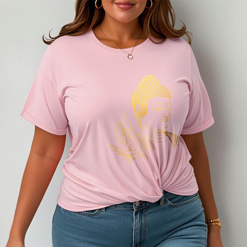 Camiseta de meditación de Buddha Stones con hojas doradas y piedras de Buda - image 13