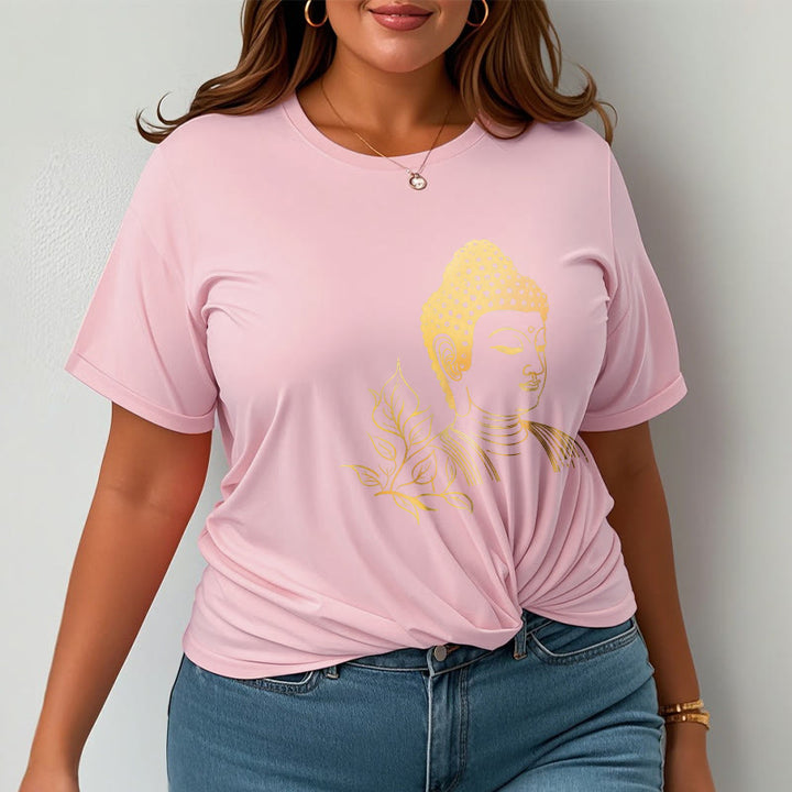 Camiseta de meditación de Buddha Stones con hojas doradas y piedras de Buda - image 13