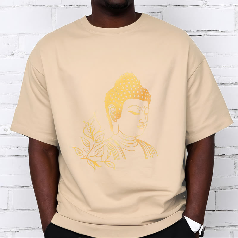 Camiseta de meditación de Buddha Stones con hojas doradas y piedras de Buda - image 9