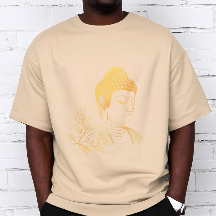 Camiseta de meditación de Buddha Stones con hojas doradas y piedras de Buda - image 9