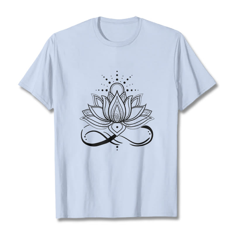 Camiseta con diseño de flor de loto y sol con Buddha Stones - Cian claro - 2XL - image 18