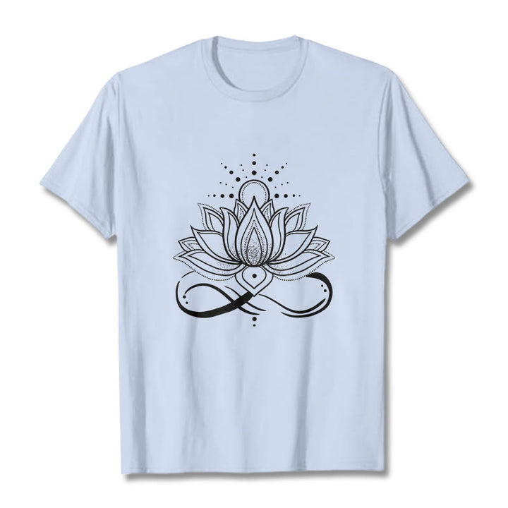 Camiseta con diseño de flor de loto y sol con Buddha Stones - Cian claro - 2XL - image 18
