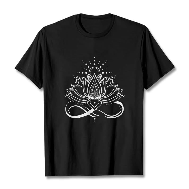 Camiseta con diseño de flor de loto y sol con Buddha Stones - Negro - 2XL - image 3