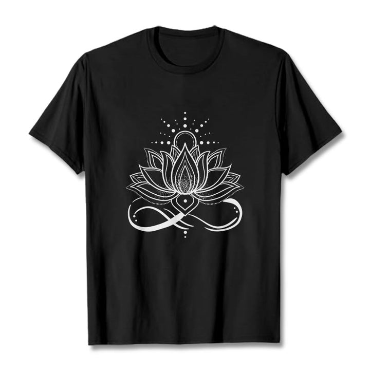 Camiseta con diseño de flor de loto y sol con Buddha Stones - Negro - 2XL - image 3