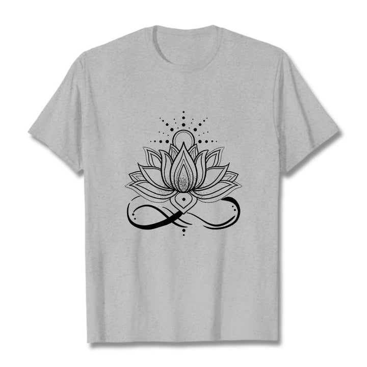 Camiseta con diseño de flor de loto y sol con Buddha Stones - Gris claro - 2XL - image 19