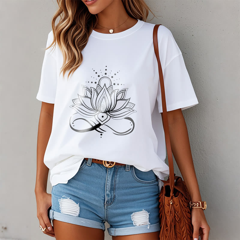 Camiseta con diseño de flor de loto y sol con Buddha Stones - image 9