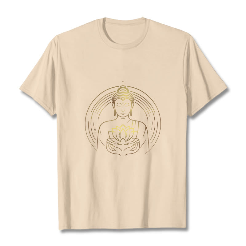 Camiseta con Buddha Stones dorado sosteniendo una flor de loto y piedras de Buda - Sopa de mariscos - 2XL - image 8