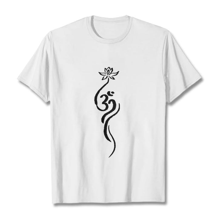Camiseta con diseño Om de flor de loto y Buddha Stones - Blanco - 2XL - image 1
