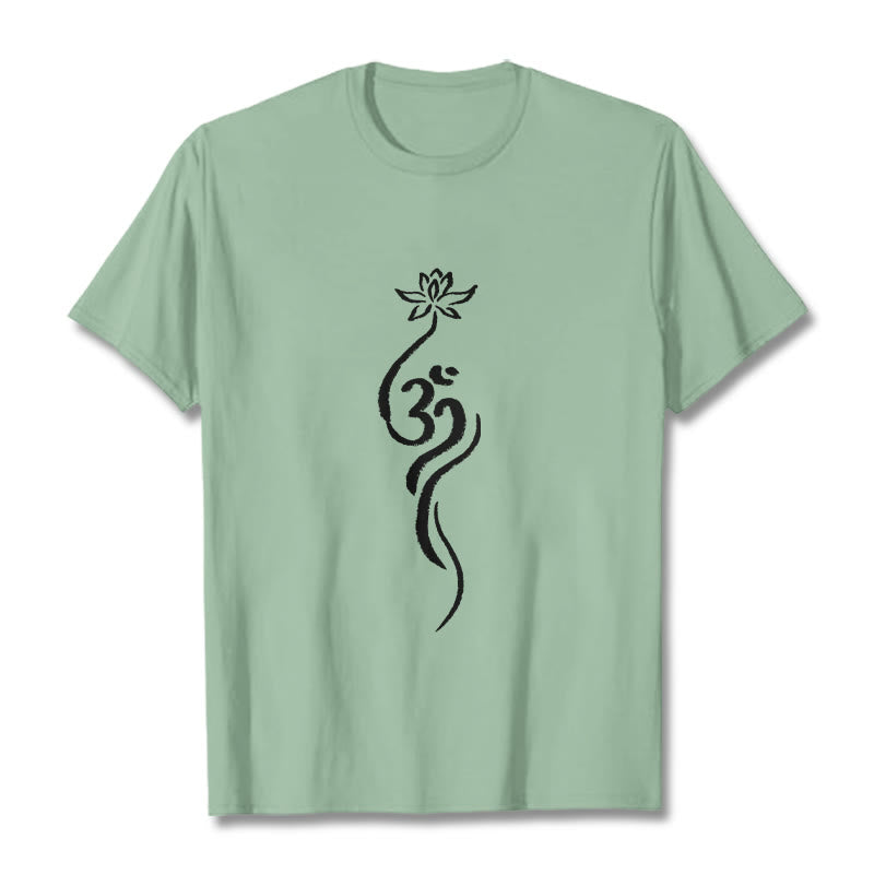 Camiseta con diseño Om de flor de loto y Buddha Stones - Verde pálido - 2XL - image 15