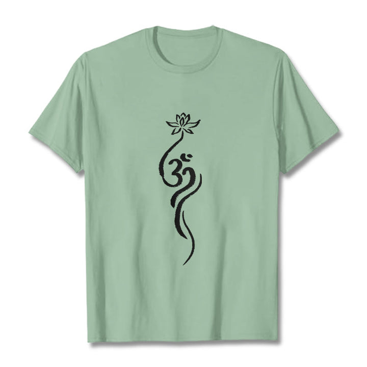 Camiseta con diseño Om de flor de loto y Buddha Stones - Verde pálido - 2XL - image 15