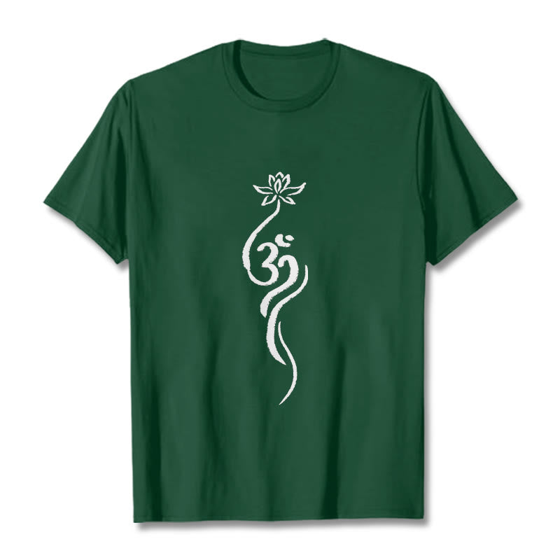 Camiseta con diseño Om de flor de loto y Buddha Stones - Verde bosque - 2XL - image 11