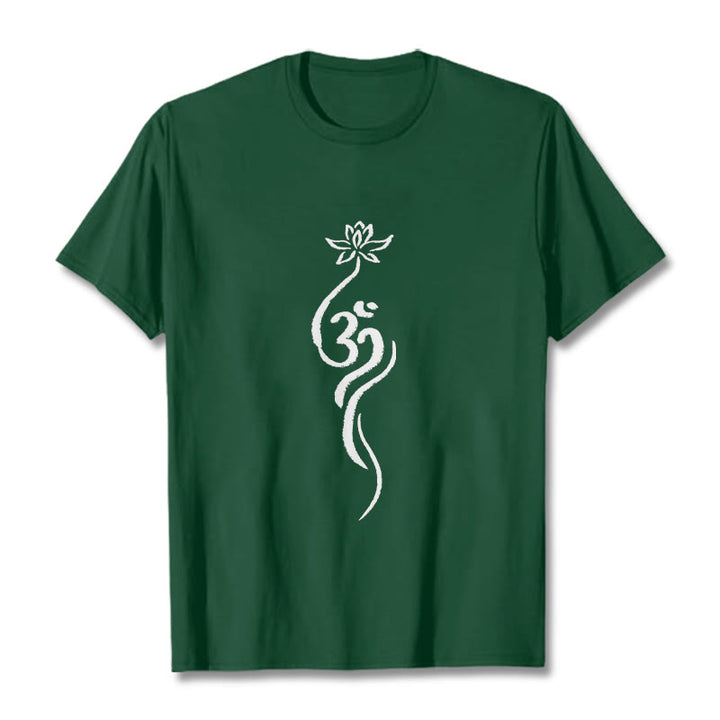 Camiseta con diseño Om de flor de loto y Buddha Stones - Verde bosque - 2XL - image 11