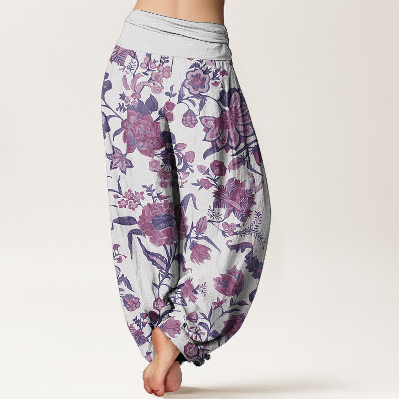 Pantalones harén de algodón puro con estampado de girasoles y cintura elástica para mujer de Buddha Stones - image 6