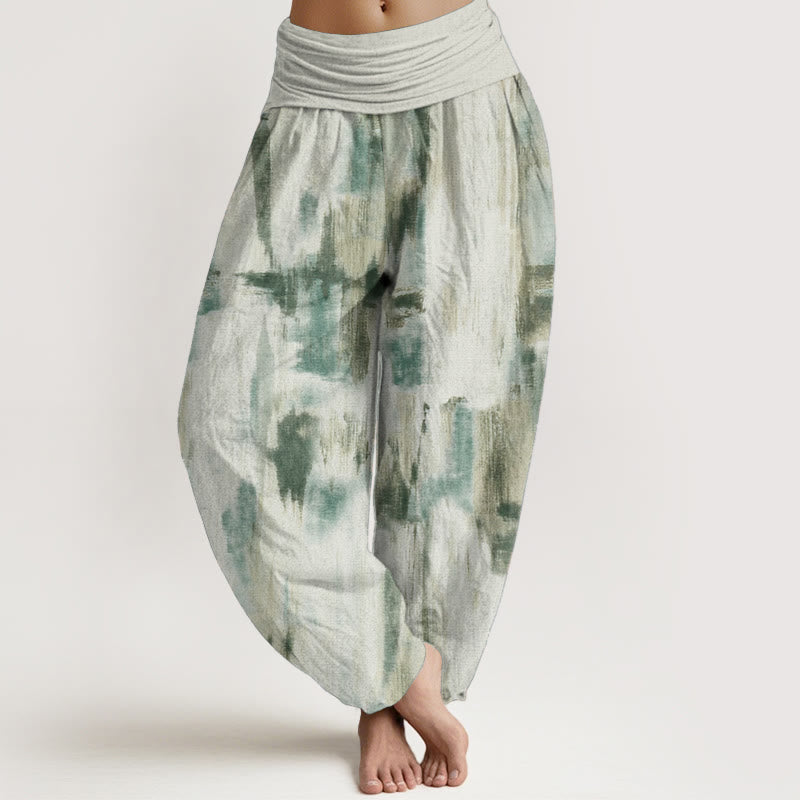 Pantalones Buddha Stones de algodón puro con diseño tie-dye y cintura elástica para mujer - Gotas de miel - US22，UK/AU26，EU54 (6XL) - image 0