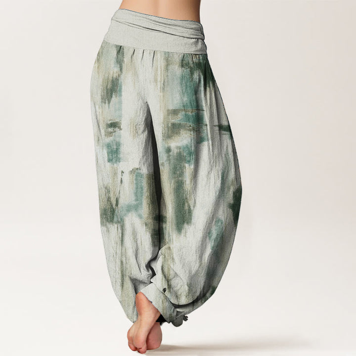 Pantalones Buddha Stones de algodón puro con diseño tie-dye y cintura elástica para mujer - image 1