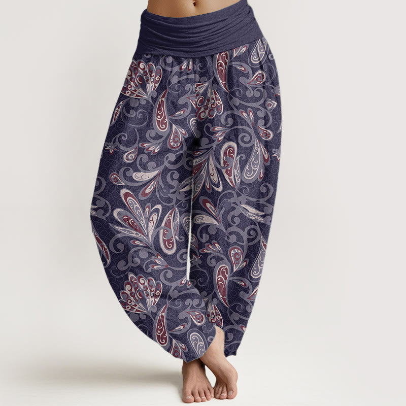 Pantalones Buddha Stones de algodón puro con diseño de pétalos de flores para mujer, cintura elástica - Morado medio - US22，UK/AU26，EU54 (6XL) - image 8