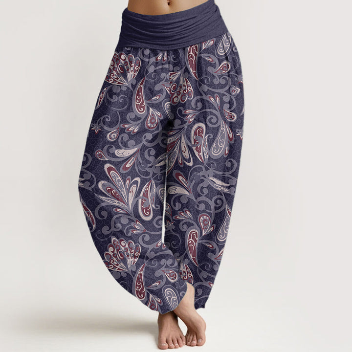 Pantalones Buddha Stones de algodón puro con diseño de pétalos de flores para mujer, cintura elástica - Morado medio - US22，UK/AU26，EU54 (6XL) - image 8