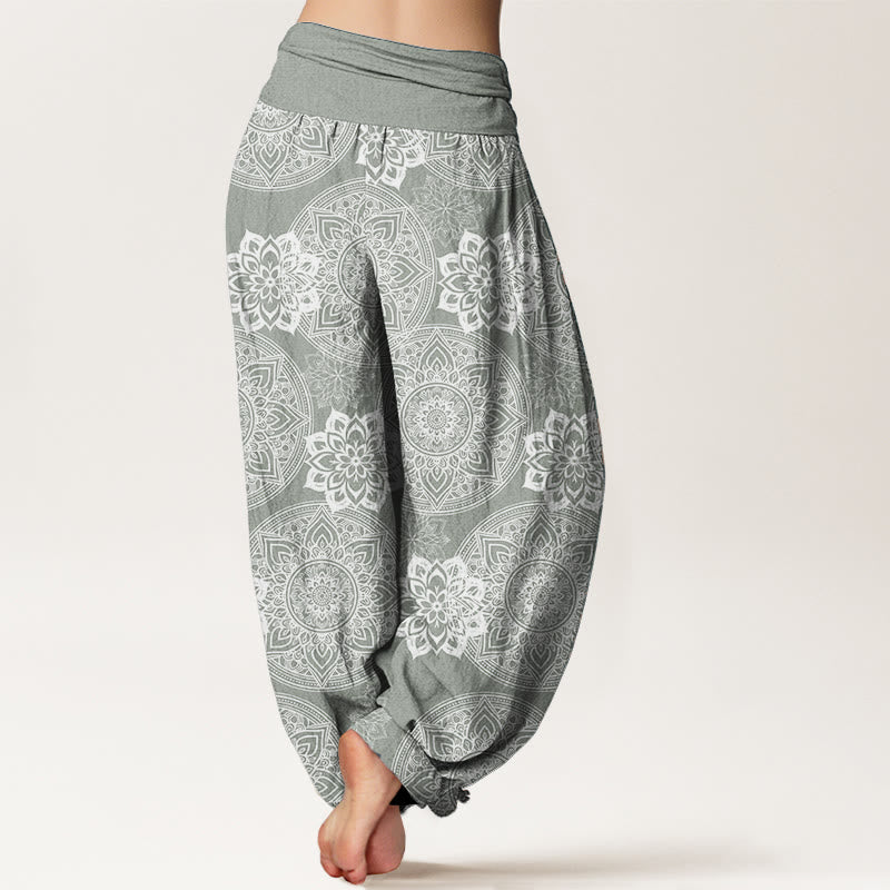 Pantalones Buddha Stones de algodón puro con diseño de mandala redondo y flores para mujer, cintura elástica - image 9