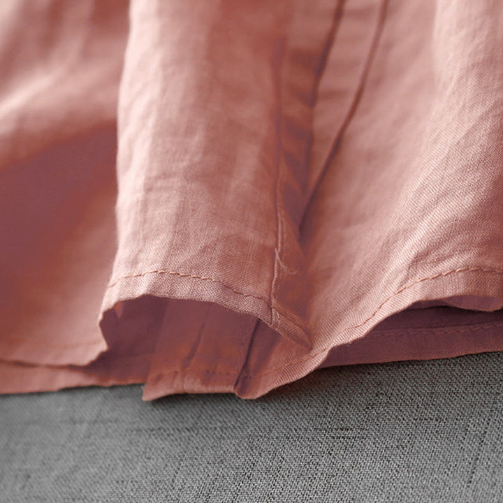 Cárdigan de algodón de media manga para mujer con diseño de botones delanteros bordados en colores puros y Buddha Stones - image 6