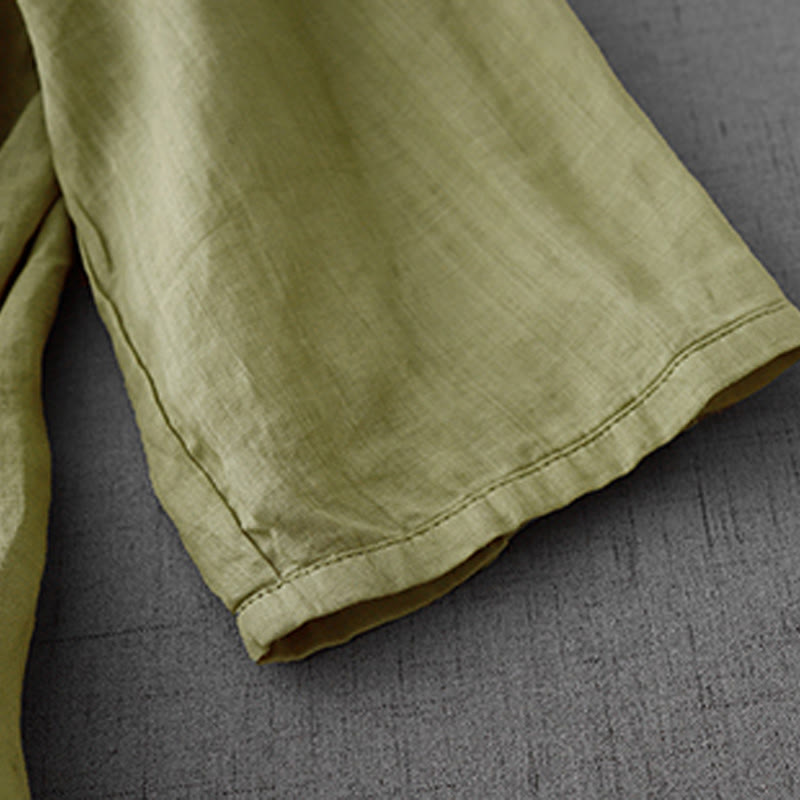 Cárdigan de algodón de media manga para mujer con diseño de botones delanteros bordados en colores puros y Buddha Stones - image 21