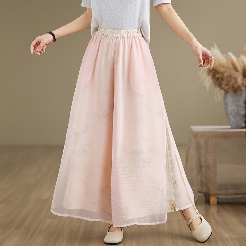 Pantalones anchos de algodón para mujer con bolsillos y estampado vintage de plantas y Buddha Stones de primavera, de doble capa - Rosa - US8-10，UK/AU12-14，EU40-42 (2XL) - image 10