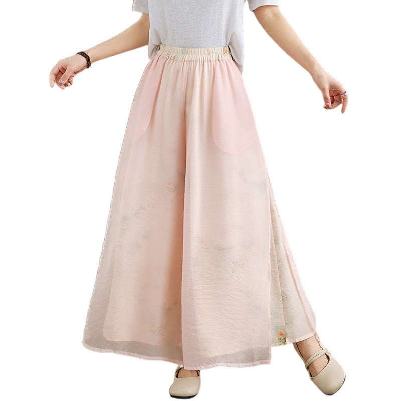 Pantalones anchos de algodón para mujer con bolsillos y estampado vintage de plantas y Buddha Stones de primavera, de doble capa - image 18