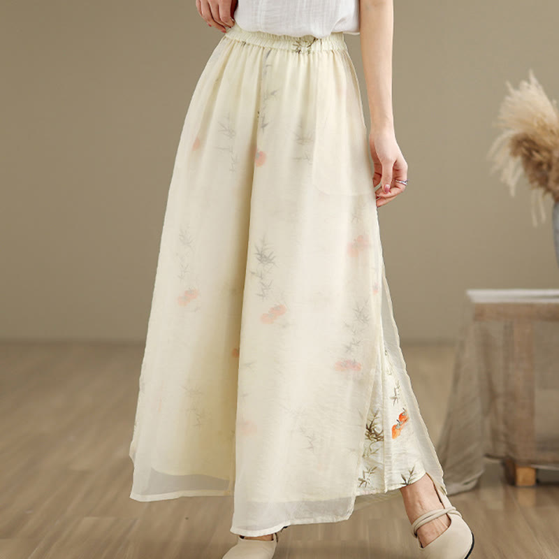 Pantalones anchos de algodón para mujer con bolsillos y estampado vintage de plantas y Buddha Stones de primavera, de doble capa - image 21