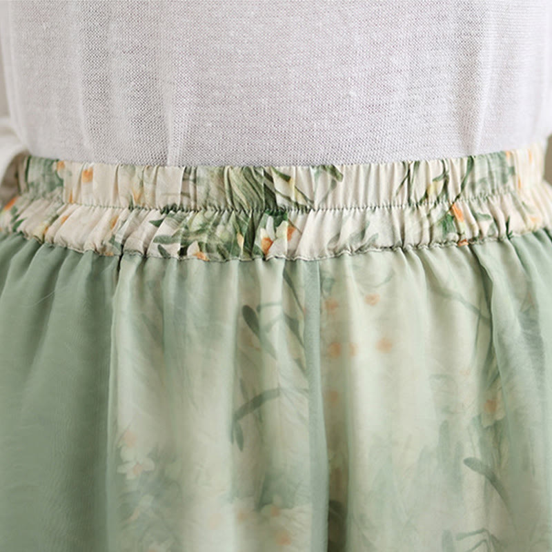 Pantalones anchos de algodón para mujer con bolsillos y estampado vintage de plantas y Buddha Stones de primavera, de doble capa - image 7