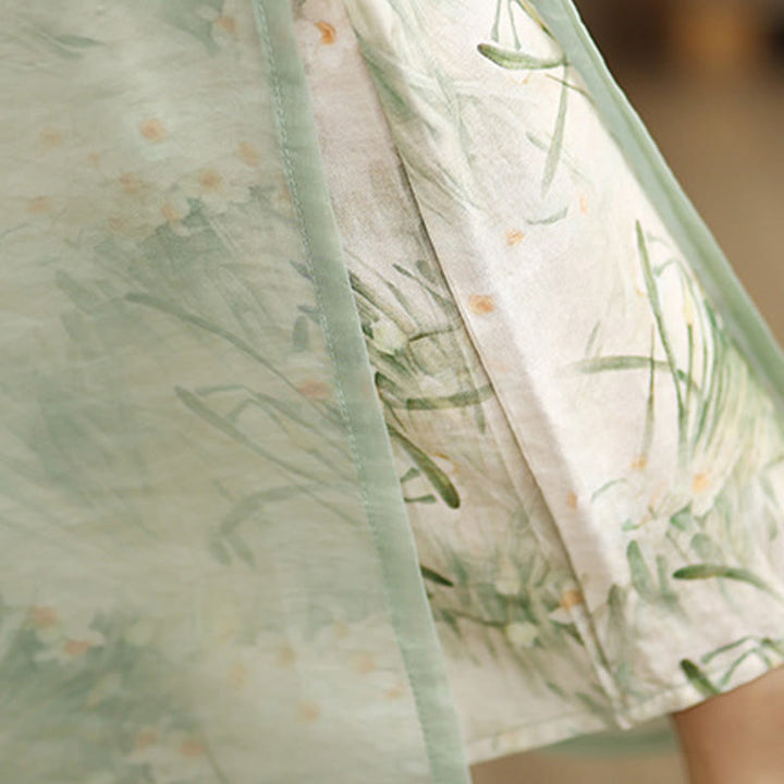 Pantalones anchos de algodón para mujer con bolsillos y estampado vintage de plantas y Buddha Stones de primavera, de doble capa - image 9